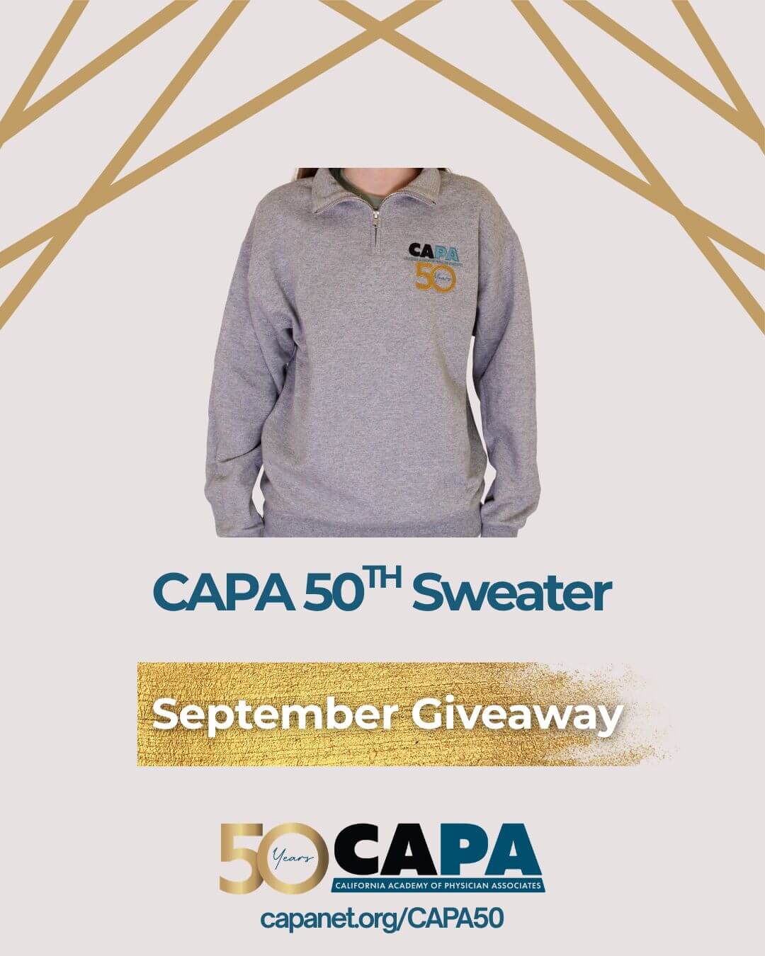 September's giveaway prize is a brand new CAPA 50th anniversary sweatshirt!
