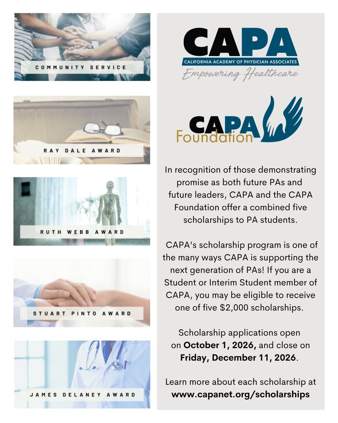 CAPA 2026 scholarship informational flyer