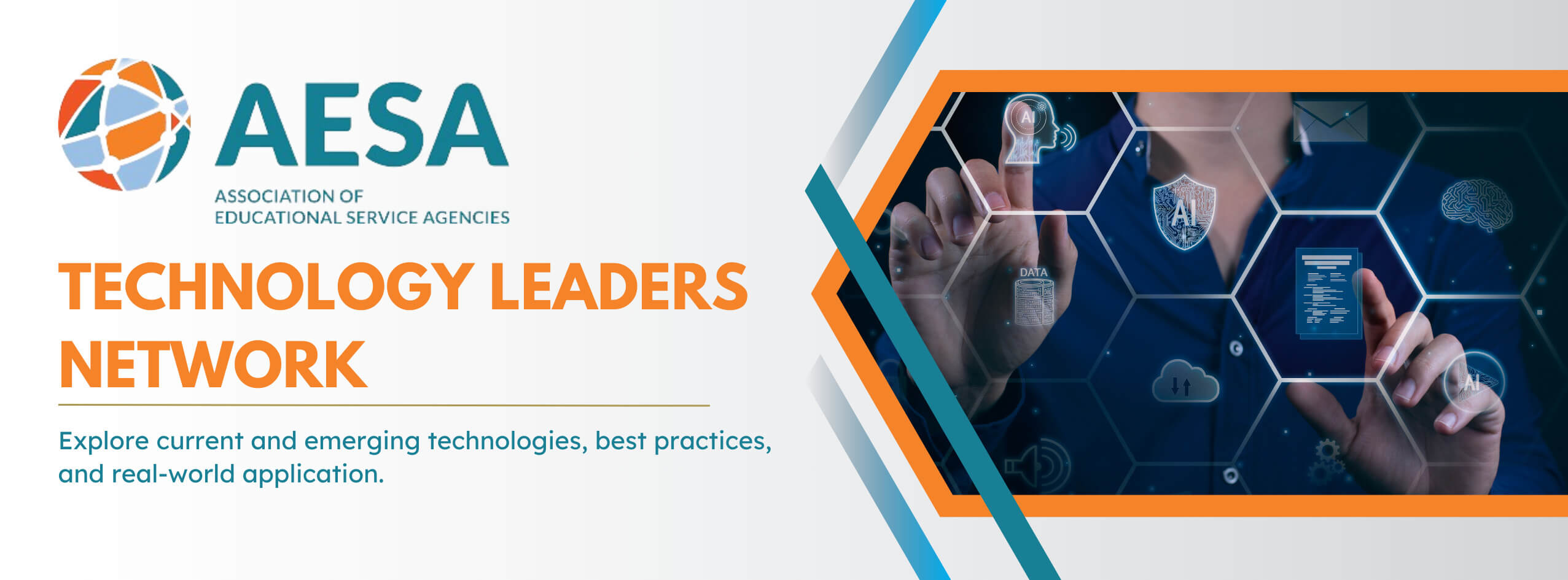 Technology leaders network banner with picture depicting artificial intelligence