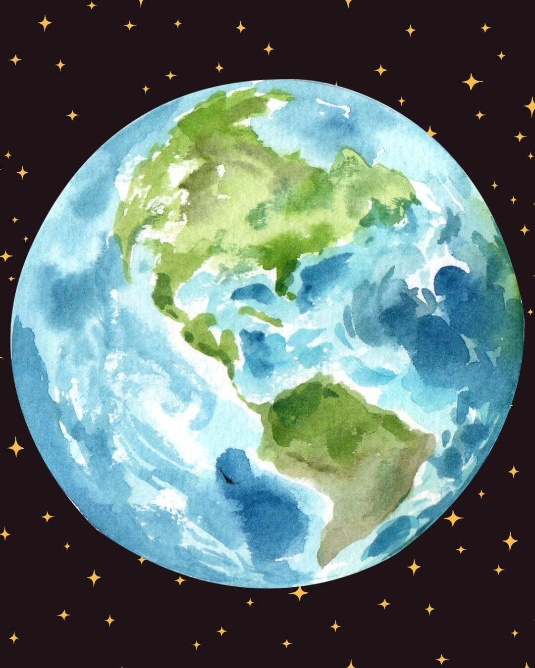 watercolor of world