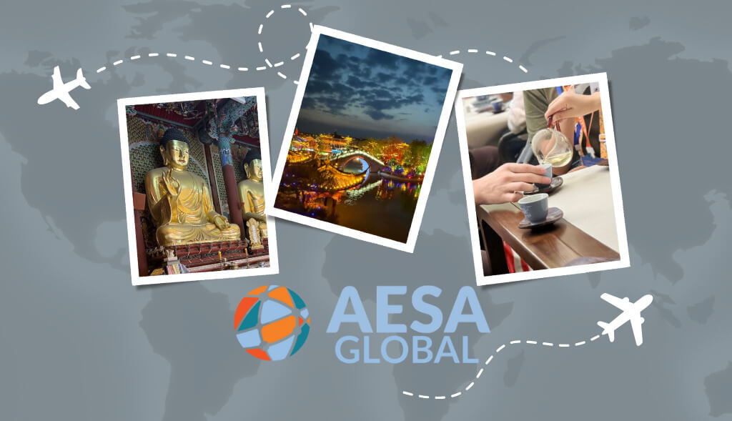map with Asian pictures and planes flying
