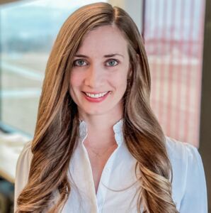 fair-haired woman smiling
