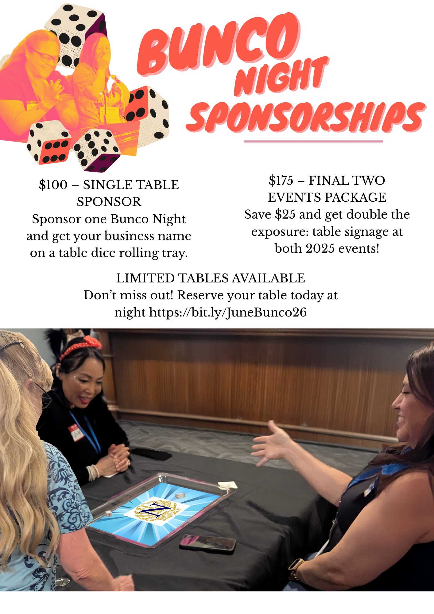 Flyer - Bunco Night Table Sponsorships
