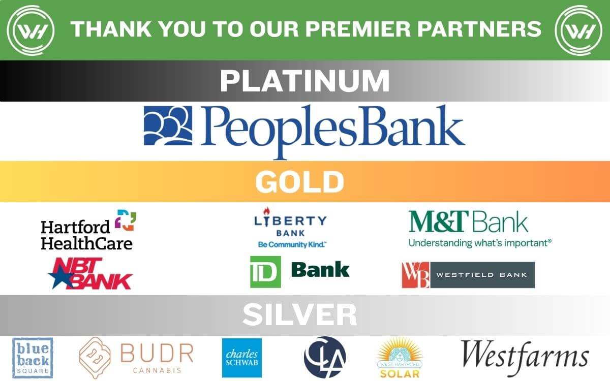 A series of logos recognizing West Hartford Chamber Premier Partners