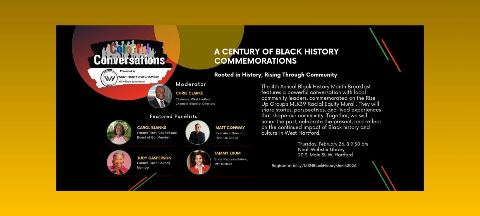 Ad for West Hartford Chamber Black History Month Breakfast 2026