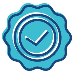 A seal with a checkmark representing a completed certification
