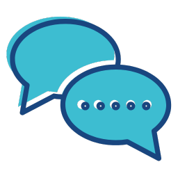 Two talking bubbles indicating a conversation