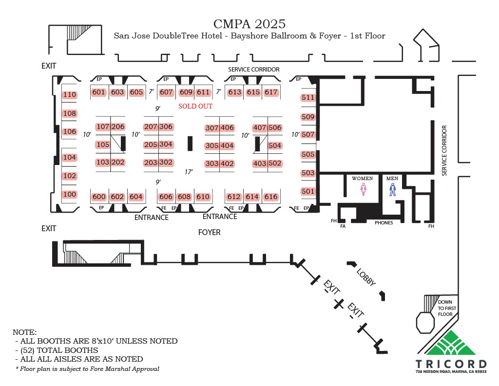 CMPA 2025 - Bayshore Ballroom and Foyer - San Jose DoubleTree - v10 SOLD OUT EXHIBIT HALL